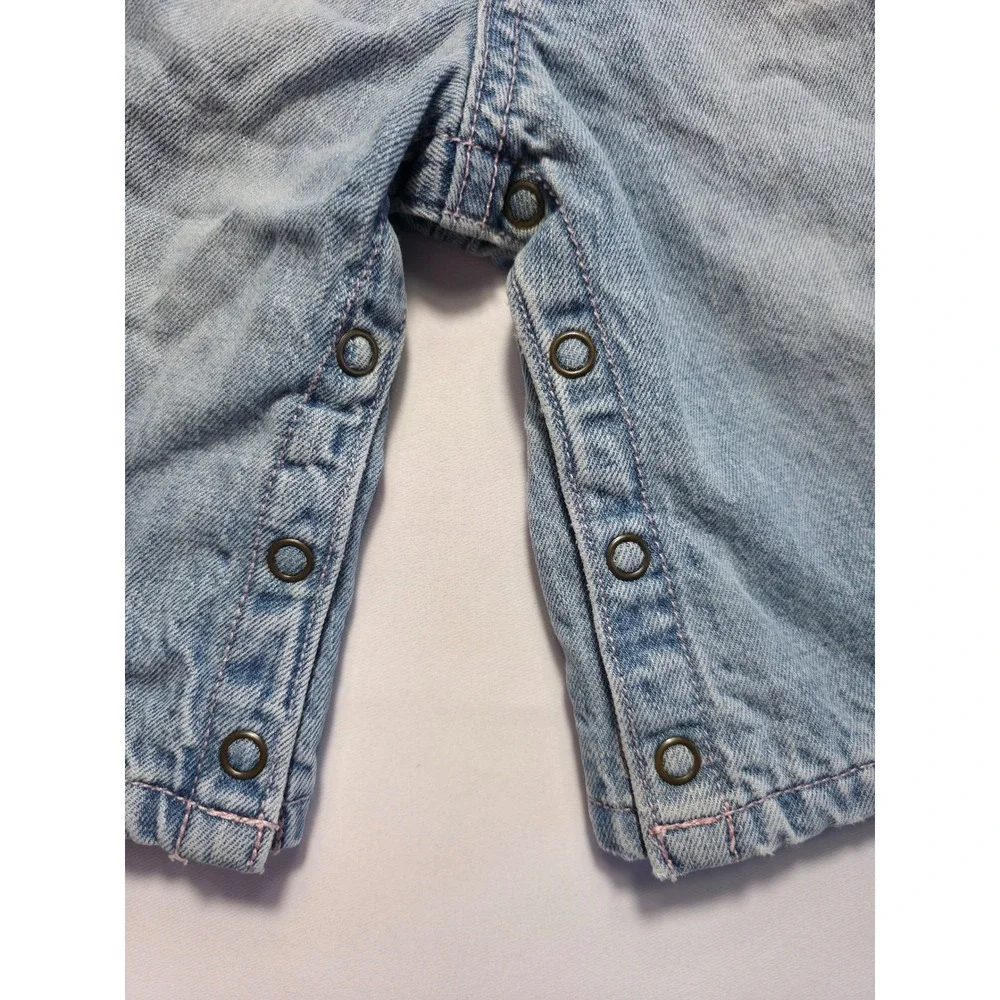 Vintage Childrens Place Baby Girl Floral Embroidered Lined Jeans 3-6 Months Blue